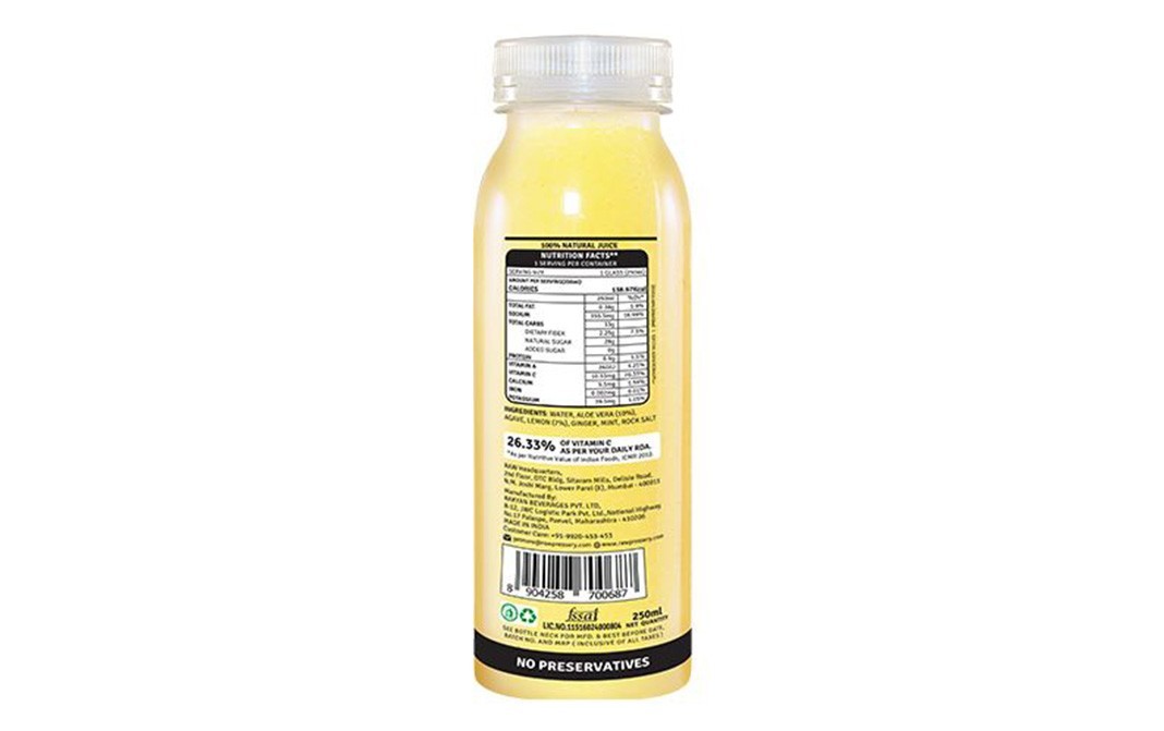 Raw Pressery Aloe Vera Lemonade    Bottle  250 millilitre